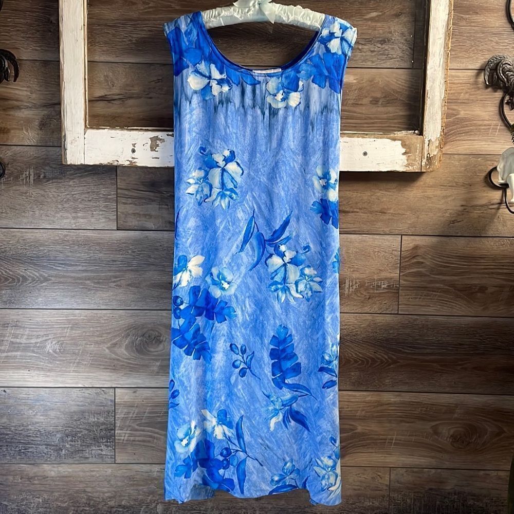 LOOKING GOOD Ladies Sleeveless Sciop Neck Floral Tie Waist Knee/Midi Dress XL